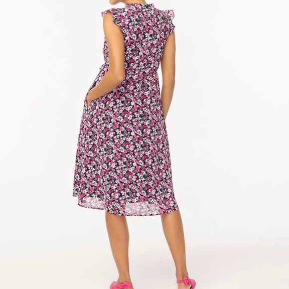 J. Crew Black and Pink Floral midi Dress - Picture 2 of 6